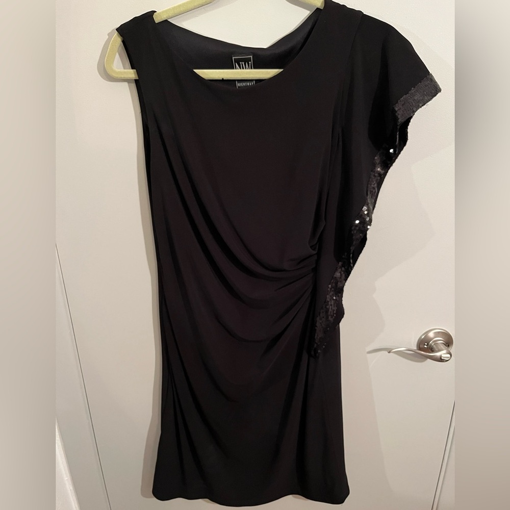 Black Draped Dress with Sequin Detail